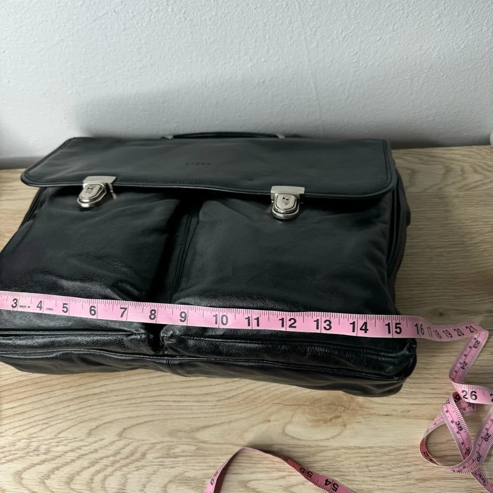 Arezzo Black Leather Briefcase Laptop‎ Bag Damaged Corner See Pics Made in Italy
